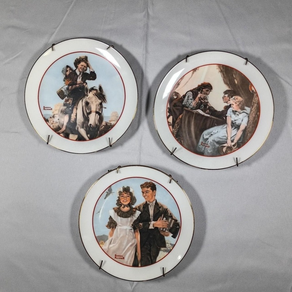 Vintage 1982 Norman Rockwell Young Love Series Plates Set of 3